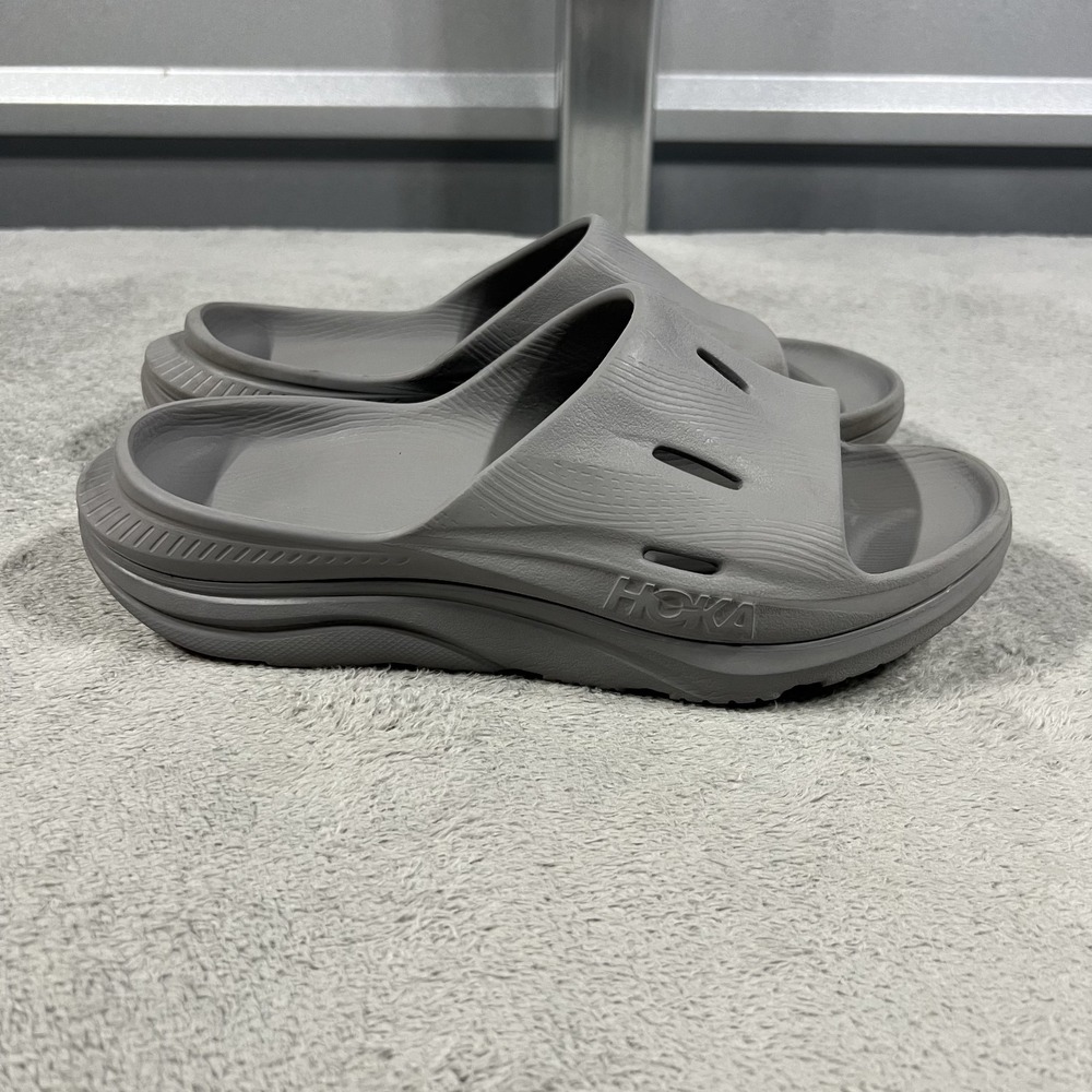 Hoka One One ORA Recovery Slides 3 Gray Sandals Mens 8 Womens 10